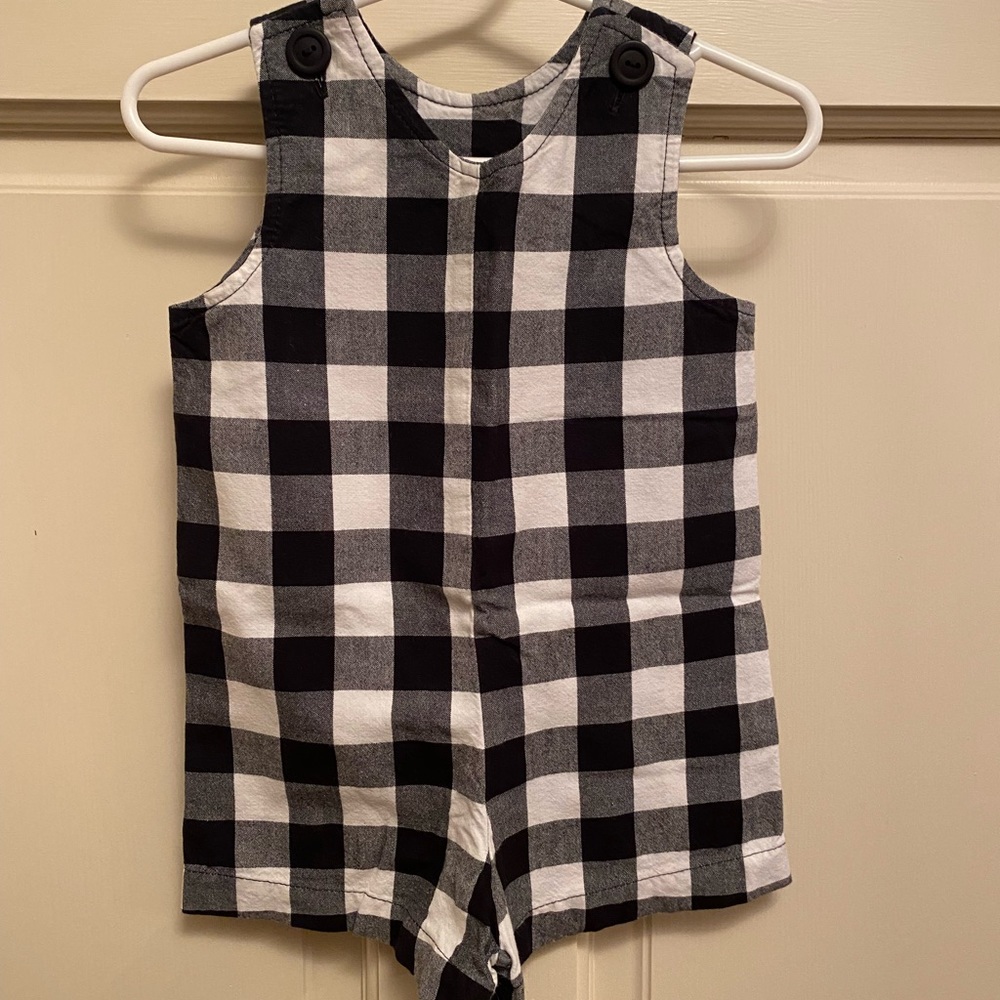 Chez Ami 12 month black and white checkered shortall.